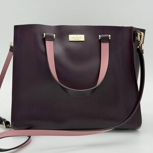 Kate Spade New‎ York Burgundy Pink Leather Satchel Crossbody Bag Gold Hardware